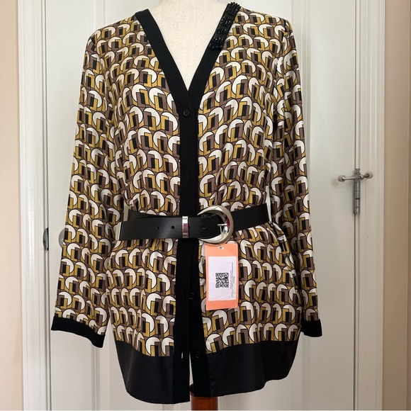 ‘ S Max Mara Label-cut 100% Silk Blouse with Rhinestones Sz: Small US4/6 Spring - Picture 8 of 11